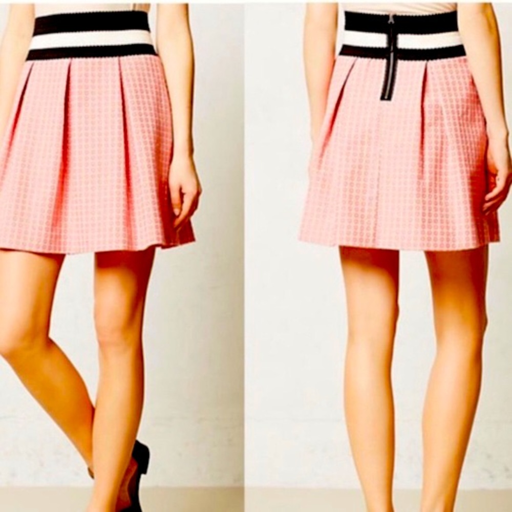Anthro Maeve Ballad Mint Textured Pleated Skirt
